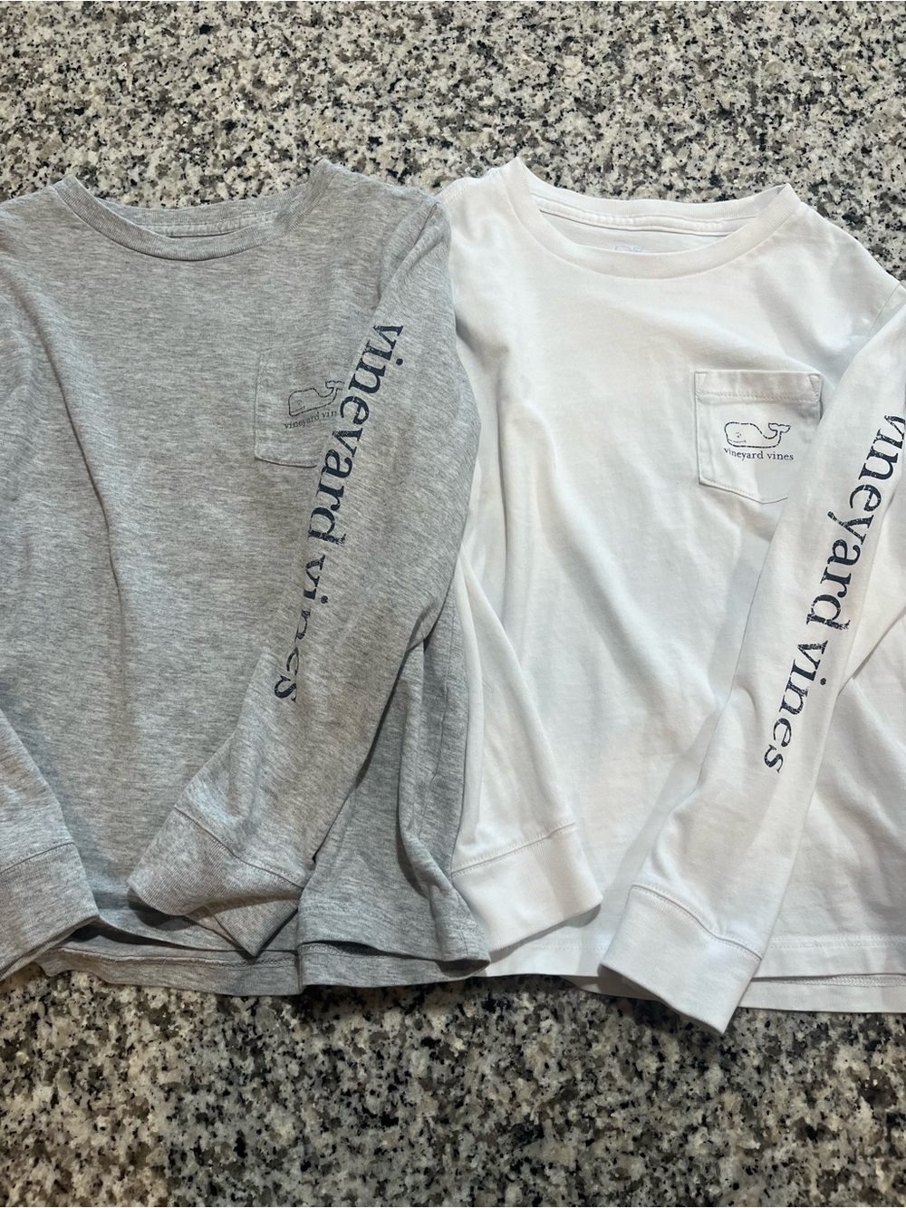 Vineyard Vines Kids Long-Sleeve Pocket Tee Set - White & Heather Gray